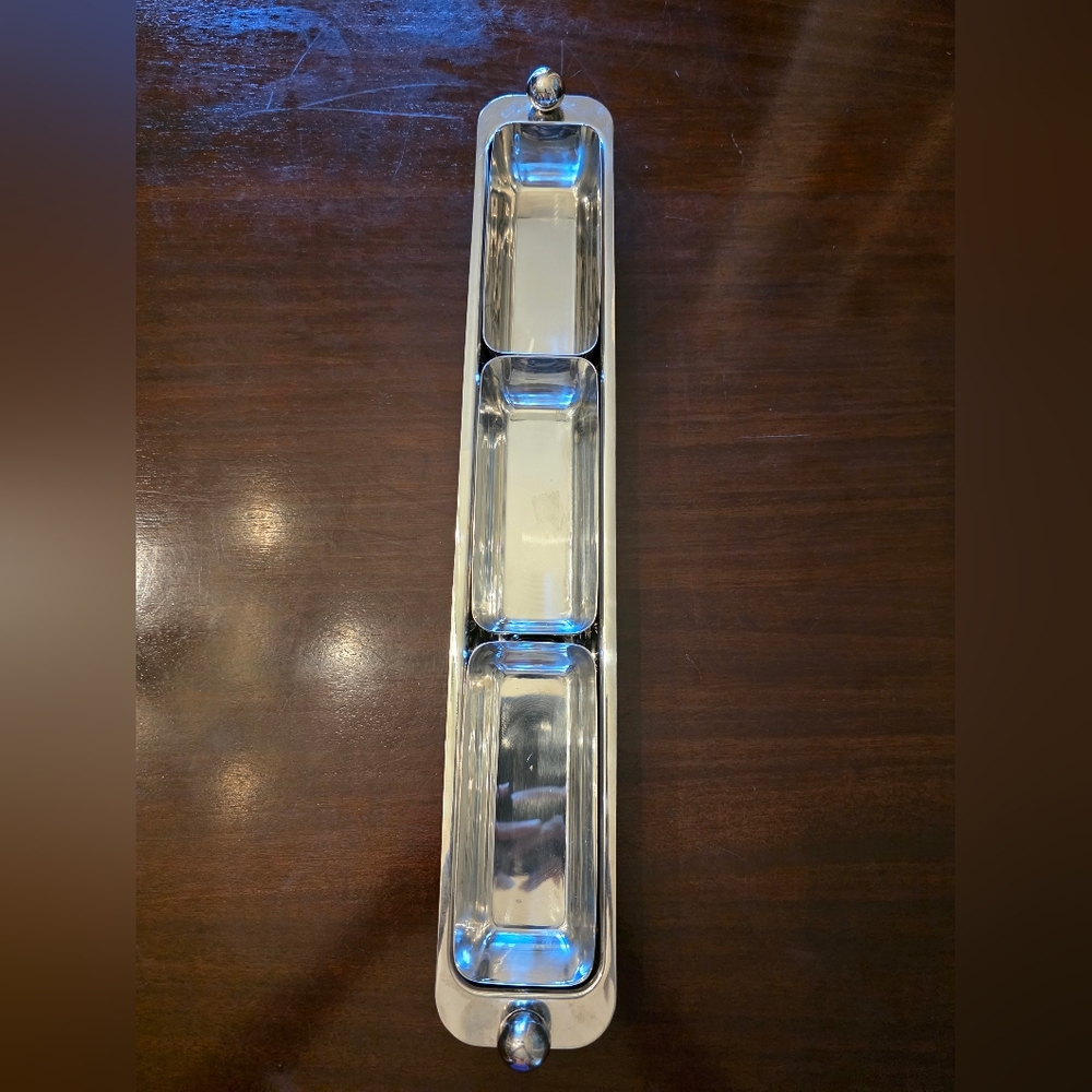 Marquis Waterford Stainless Steel Triple Compartment Accesseries Bar Tray
